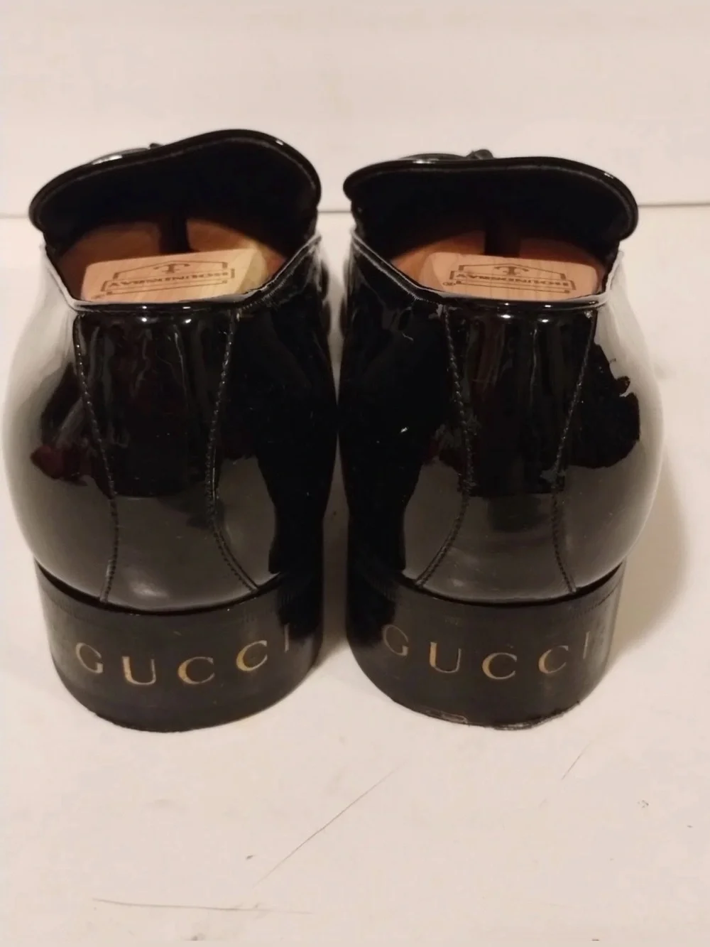 Authentic Men's Gucci Black Patent Leather Tassel Loafers 714681 Size 12.